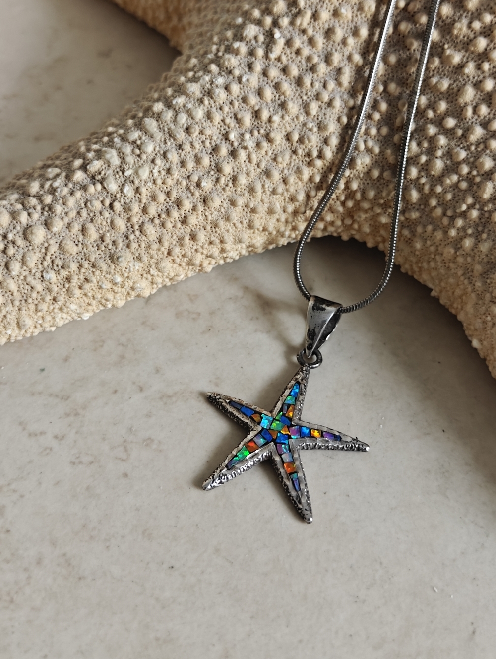 Vintage Cardenas Taxco Starfish Pendant Silver 950 Snake Chain Necklace - Picture 6 of 16